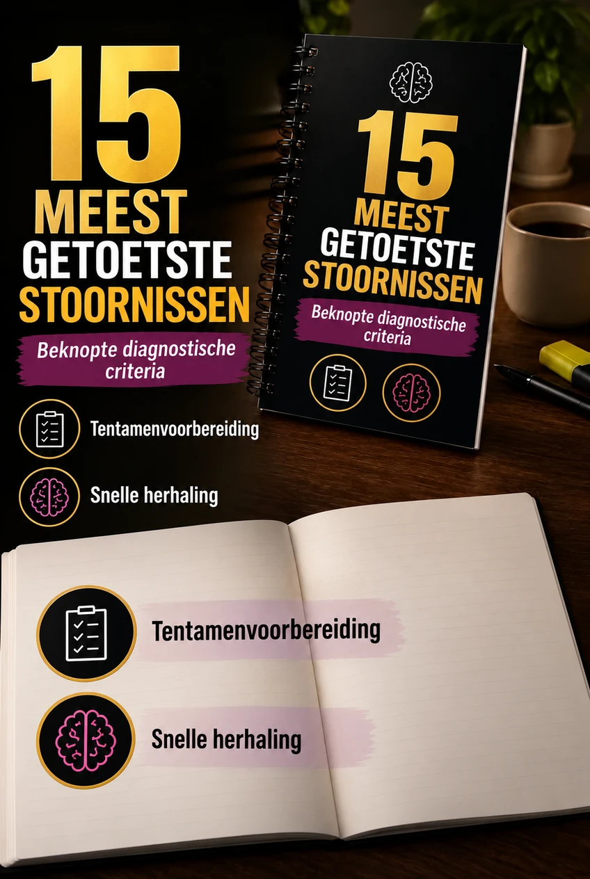 15 meest getoetste stoornissen in psychopathologie met beknopte criteria