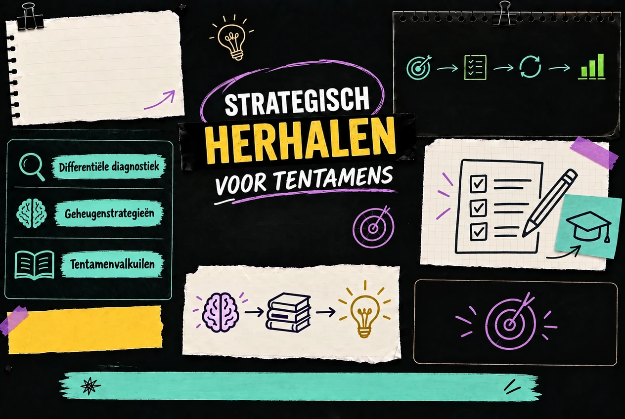 Mindmap: Strategisch herhalen voor tentamens